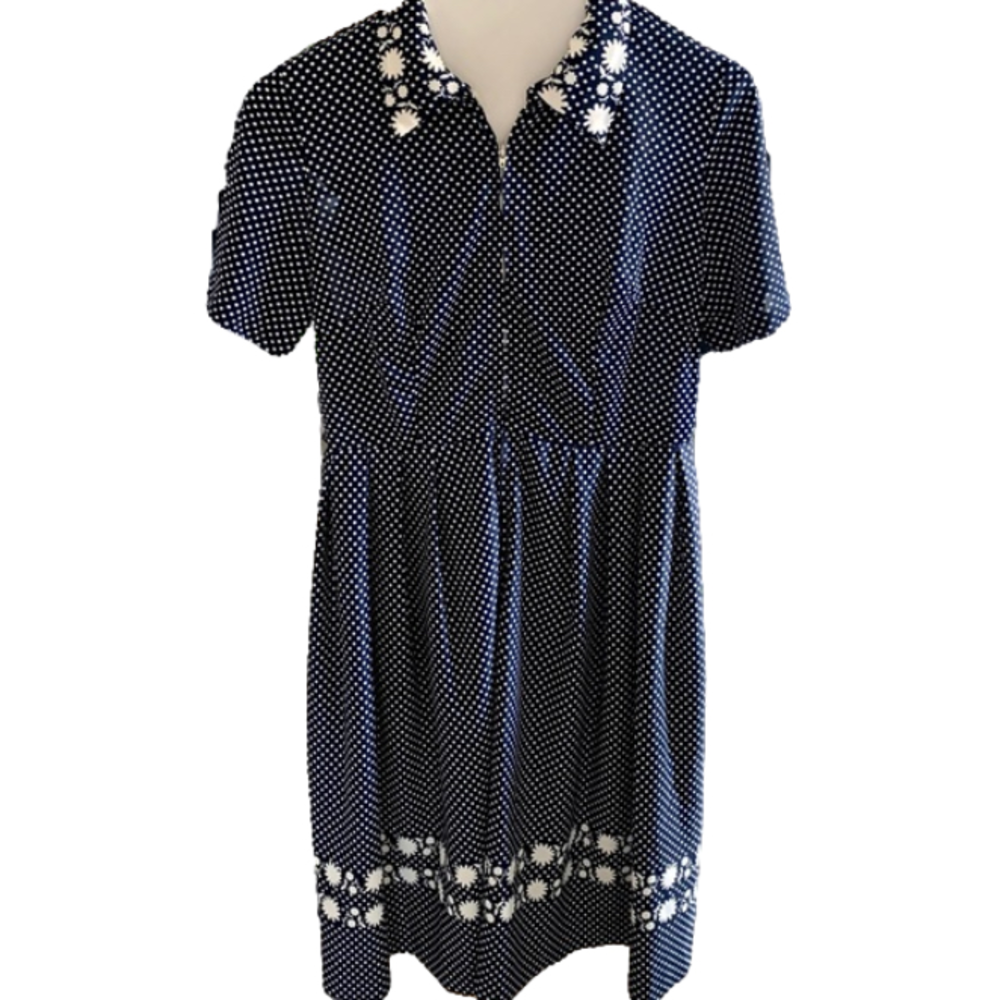 Vintage 50’s Casualmaker Blue Polka Dot Short Sleeve Dress